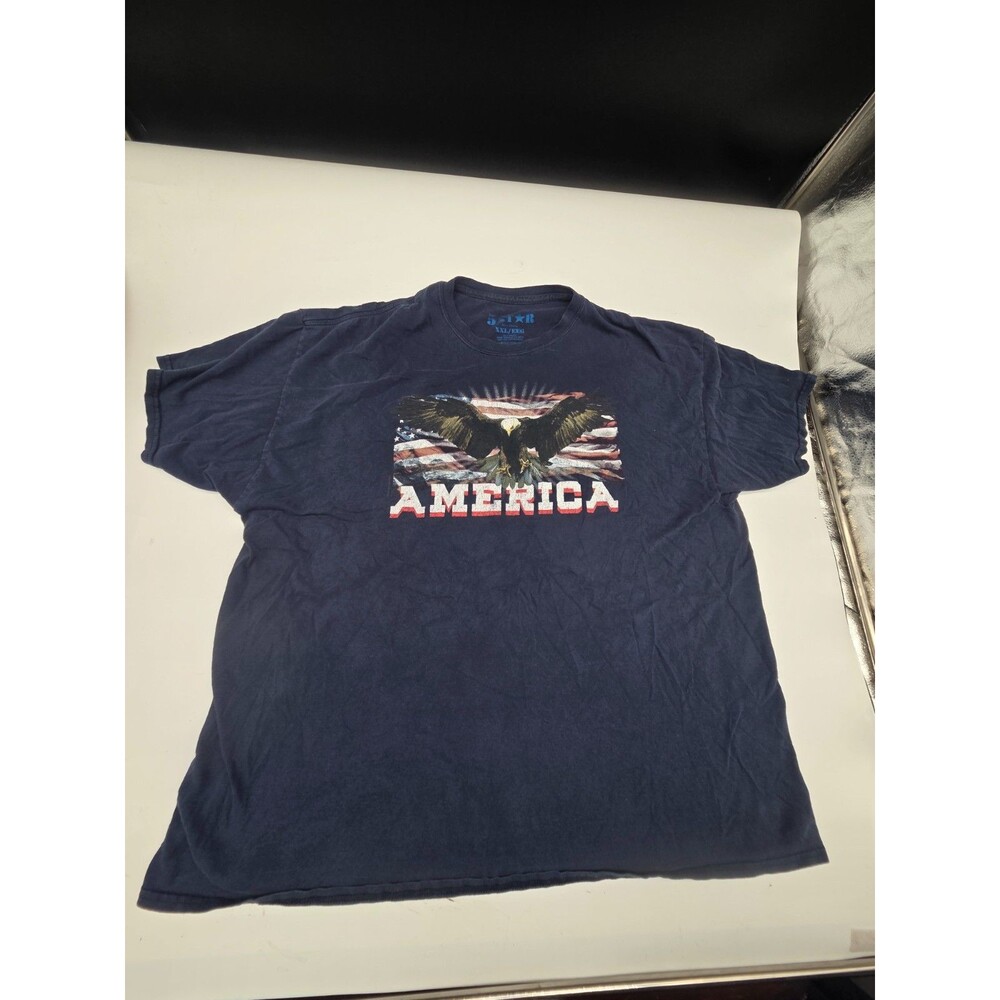 5 Star Shirt America Bald Eagle Graphic Print Blue Patriotic SIze XXL